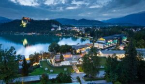 Ljubljana vs Bled Luxury Accommodation. Lake Bled view with hotel Park.