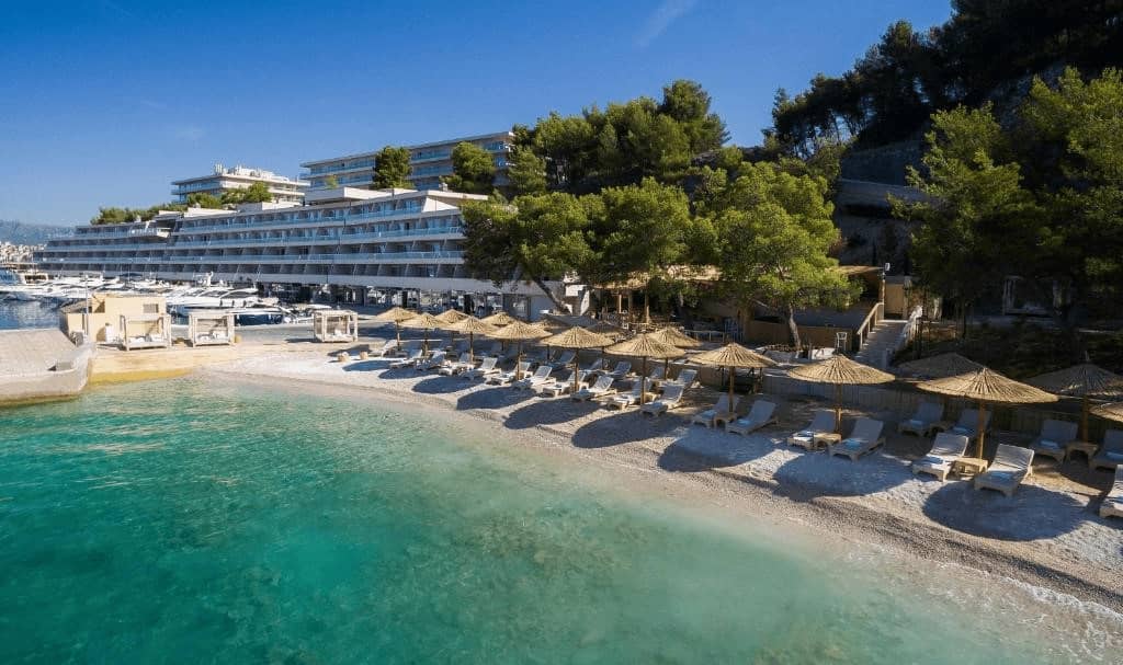 Dalmatia vs Istria luxury hotels. Beachfron hotel view.