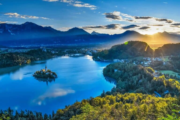 Slovenia Luxury Stays. Sunrise over the Lake Bled.