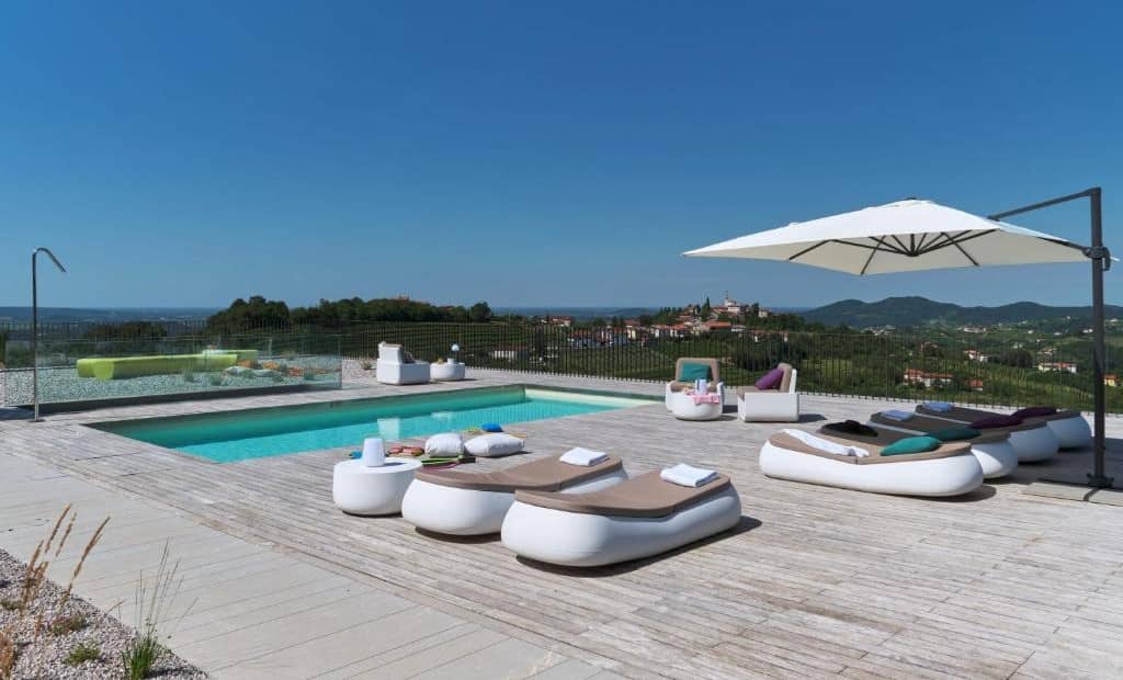 Luxury Villas Slovenia, swiming pool, landscape view, villa Zerou.