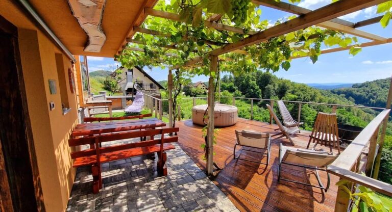 Vineyard Stays Slovenia, with jacuzzy, landscape views.