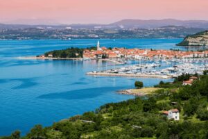 Best coastal towns Slovenia. Beautiful coast view.