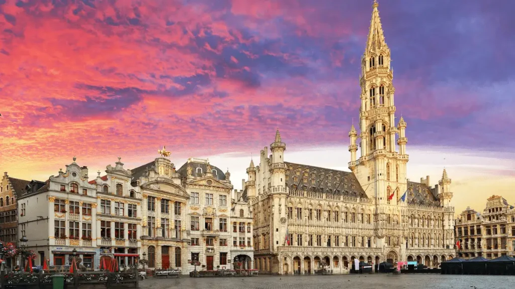 An audit of best historic hotels in Belgium: the 15th-century Gothic Town Hall and gold-leafed guild houses of the Grand Place in Brussels, the architectural soul of the country.