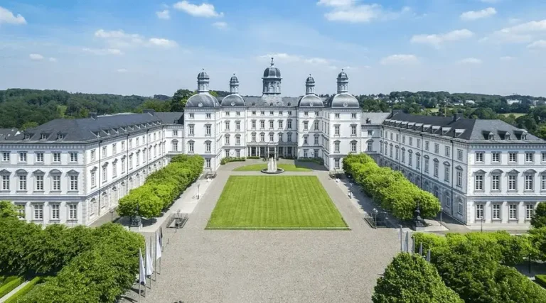 The monumental 18th-century Baroque silhouette of Althoff Grandhotel Schloss Bensberg, a former royal hunting lodge and the most recognizable landmark for the best hotels in Cologne.