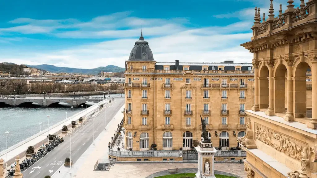 The grand 1912 facade of Hotel Maria Cristina, a royal landmark and one of the best hotels in San Sebastian.