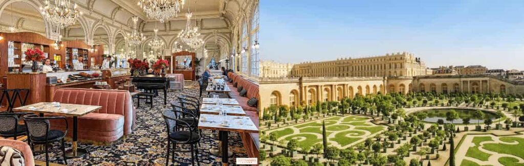 Best hotels in Versailles: The 17th-century aristocratic design of Hôtel Les Lumières and the historic facade of Hôtel Le Louis.