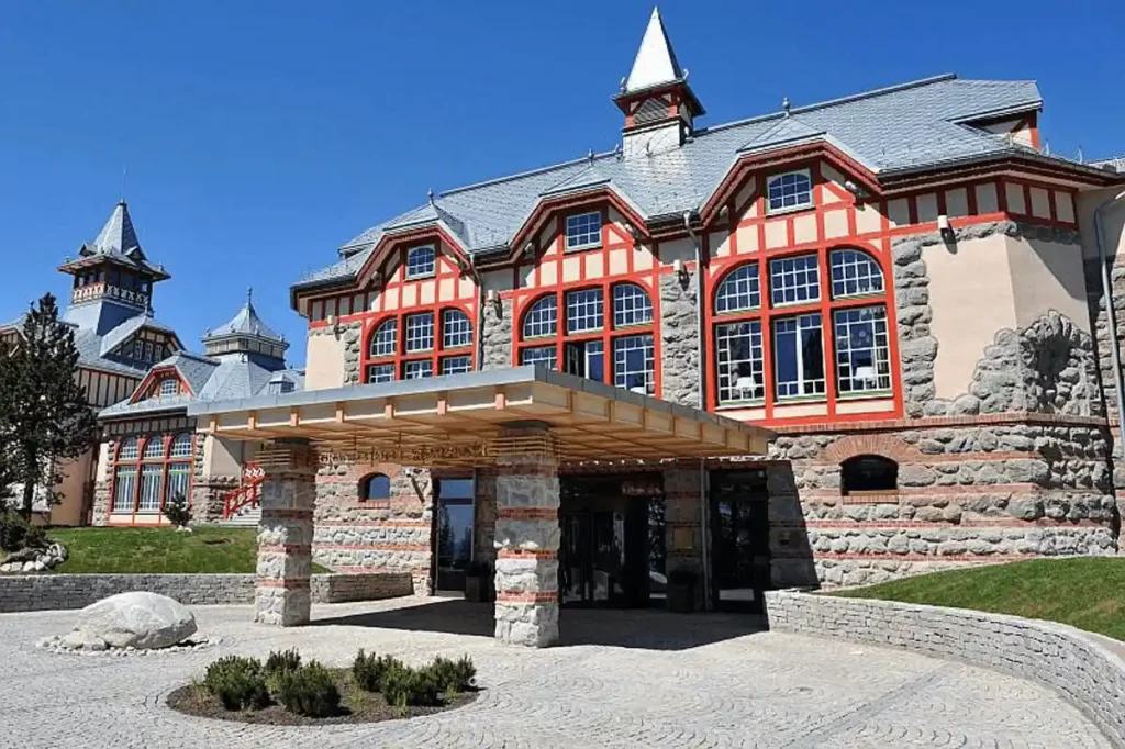 Best hotels in High Tatras: The 1893 historic facade of the Jánošík building, part of the interlinked imperial ensemble at Grand Hotel Kempinski High Tatras.