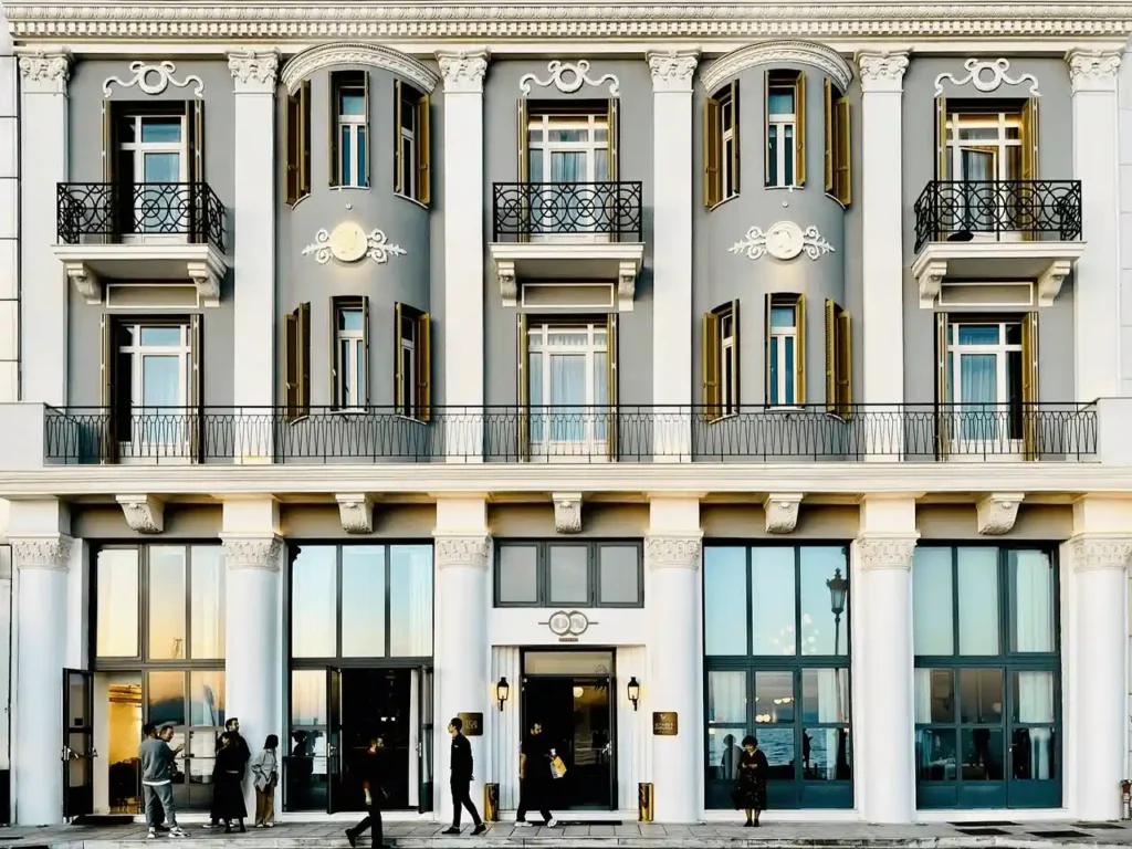 The 1926 Belle Époque facade of ON Residence, originally the historic Olympos Naoussa mansion, one of the best hotels in Thessaloniki.